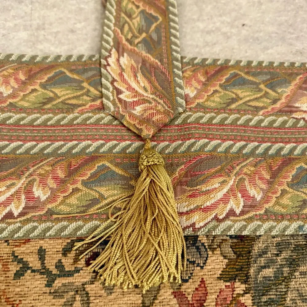 Vintage Renaissance Woven Arts Victorian Floral Tapestry Wall Hanging France